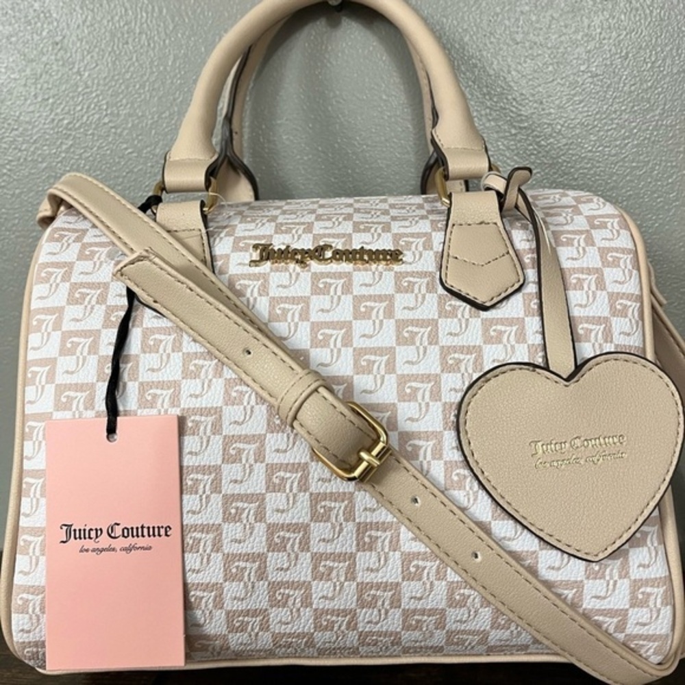 Juicy Couture Geo Sandstone Logo Satchel Purse Top Handle Crossbody NWT
